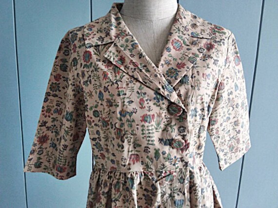 M - 70s Floral Garden Day Dress - Summer Cotton D… - image 4