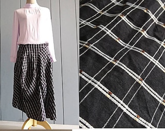 M - Y2K Black Balloon Skirt - Black White Check Asymmetry Skirt - 30" Waist Skirt