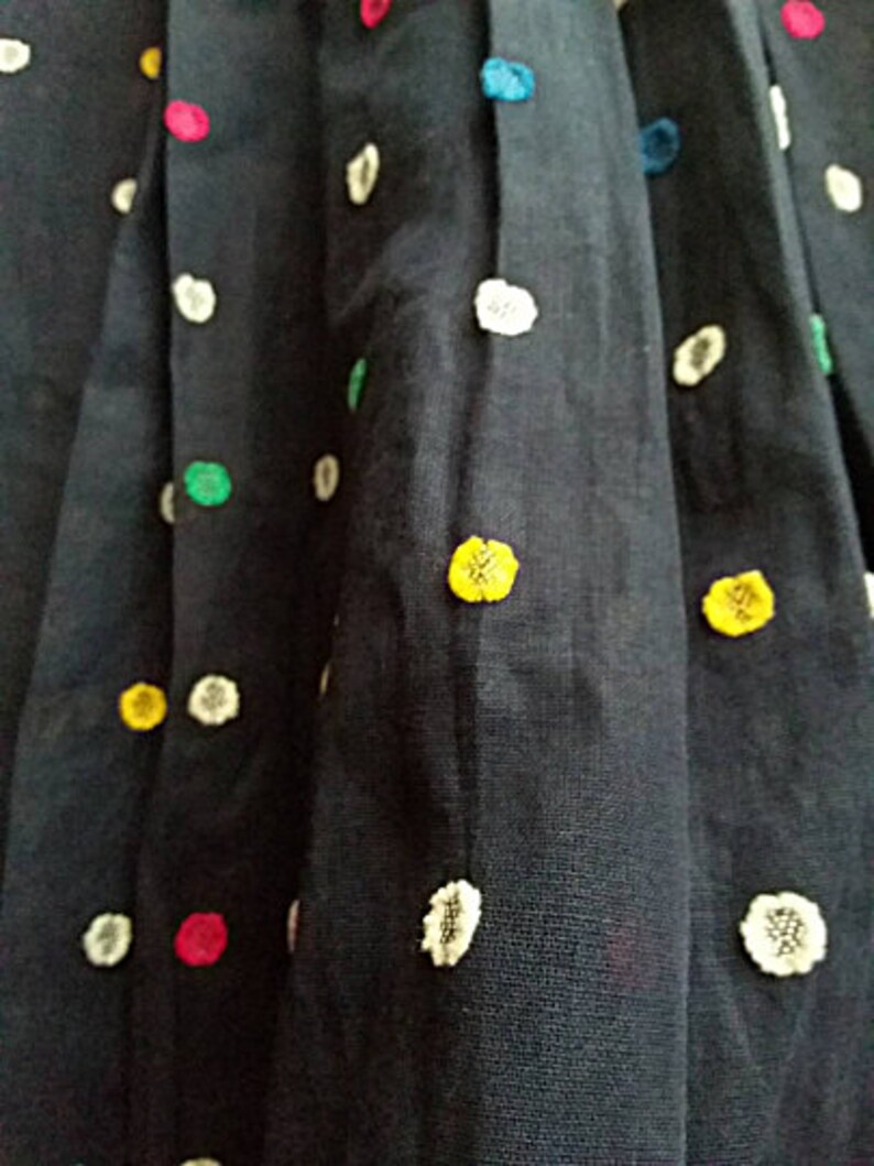 70s Polka Dot Skirt Cotton Midi Skirt 26 Waist Small Vintage Skirt