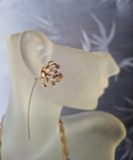 OOAK - 18 K Gold Plated Silver Sterling - Floral Earrings - Minimalist Jewelry Minimalist Earrings