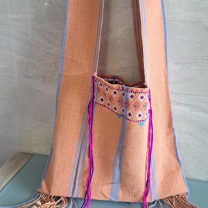 90er Jahre Crossbody Fransen Tasche - Karen Tribal Baumwolltasche - Handgewebte Stoff Umhängetasche - Original Karen Tribal Tasche - Boho Hippie Tasche