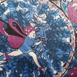 ANNA SUI Vintage Handkerchief Cotton Floral Print Scallop Edged Scarf 22 x 22 image 3