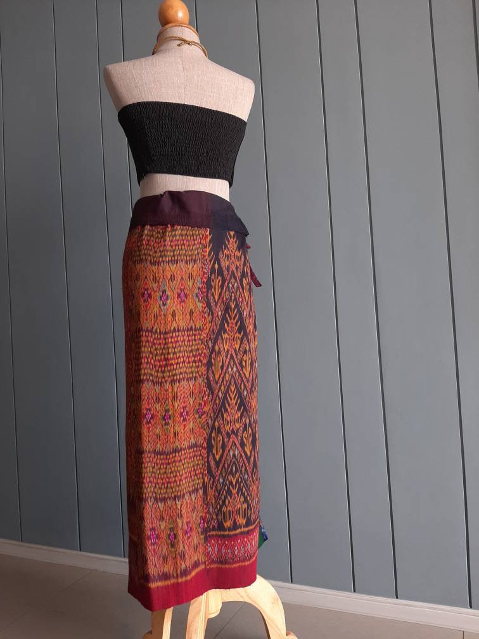 Rare Vintage Thai Silk Sarong Pure Ikat Silk Wrap | Etsy