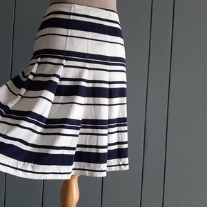 Y2K Vintage Pleated Tennis Skirt - Indigo Blue White Stripe Mini Skirt - Minimalist Chic Skirt Tennis Skirt