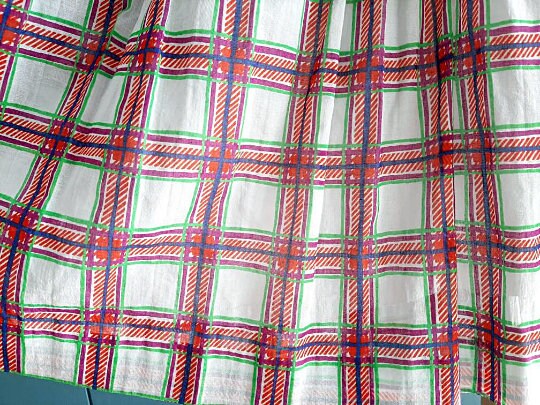 S - 90s Cotton Summer Day Dress - Tartan Plaid Print Shirt