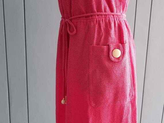 S - 60s Mod Dress Pink Cotton Dress - Japanese Vi… - image 5