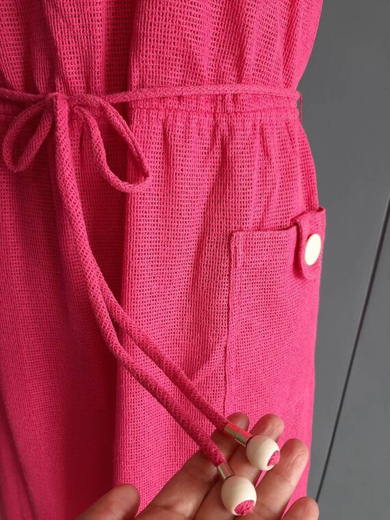 S - 60s Mod Dress Pink Cotton Dress - Japanese Vi… - image 7