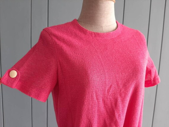 S - 60s Mod Dress Pink Cotton Dress - Japanese Vi… - image 4