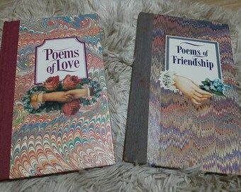 Gedichte der Liebe / Gedichte der Freundschaft Hardcover Wunderschöne Vintage Zeichnungen