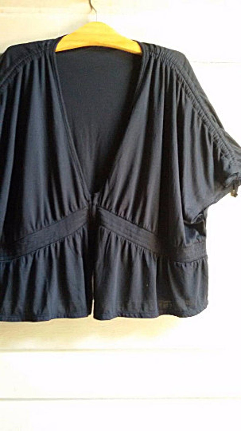 Plus sized Black Cardigan Top Boho Hippie Black Two Ways Cardigan Japanese Vintage Blouse