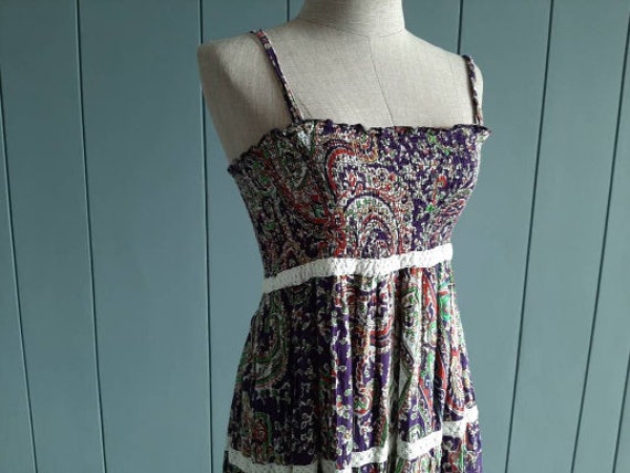 S - M - Boho Hippie Paisley Summer Sundress - Cot… - image 8