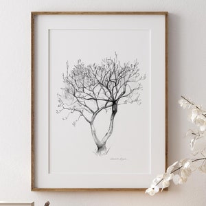 Magnolia tree art Print Magnolia drawing pencil sketch magnolia decoration tree grey wall art tree decor Zen art home decor bedroom wall art