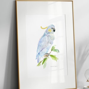 Cockatoo Art Print Cockatoo Bird Watercolor Painting cockatoo decoration Australian bird white Parrot Art living room art home decor parrot
