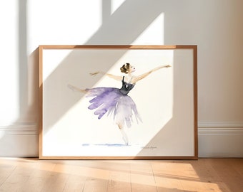 Lilac Ballerina Art Print: Watercolor Ballet Painting
