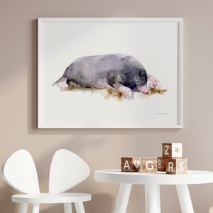 Mole art print mole watercolor painting mole decoration nursery wall art cute mole painting babyroom animal art mole gift animal kidsroom