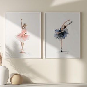 Ballerina Art ballet dancers painting wall decor set of 2 prints Ballet decor dancing woman Wall Decoration girls room art gift ballerina