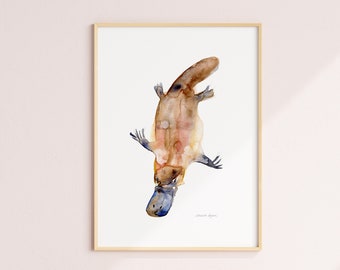 Platypus Art Platypus watercolor painting Giclee print Australia Art animal painting platypus illustration