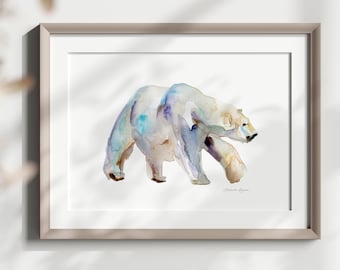 ホッキョクグマの絵、溶ける氷山、北極の絵、彼への面白いビールの