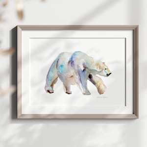 Ice bear Art print polar bear watercolor painting arctic animal print white bear nursery print Snow bear decoration winter bear decor art