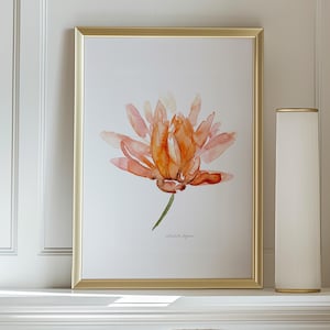 Lotus flower art Orange lotus Watercolor Painting Zen Art Print spiritual decoration for meditator Home Decor yoga wall decor Buddhism lotus