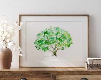 Bodhi Tree art Buddhist tree Watercolor Painting name tree print apple green Wall Decor Zen art spiritual tree enlightenment meditation art