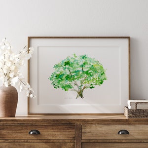 Arbre de la Bodhi, arbre bouddhiste, aquarelle, nom de l'arbre, impression vert pomme, décoration murale, art zen, arbre spirituel, illumination, art de la méditation