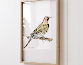 Northern Flicker Kunstdruck Flicker Gemälde Amerikanischer Specht Kunst USA Vogelarten goldbraun Vogel Dekor Flicker Dekoration Wandbehang