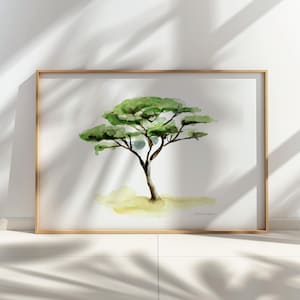 Safari tree Art Print umbrella tree painting Serengeti acacia tree art Savannah Africa home decor green African decoration tree watercolor