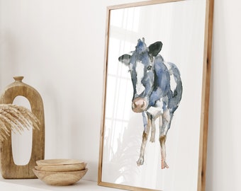 Cow art cow Watercolor Painting art Print farm decoration cow print country house decor farm art poster canvas print Holstein Frisian cow