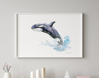 Orca Art Killer Whale Print Orca Whale painting beach house decor