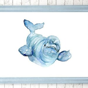 Set Of 4 Whale Watercolor Paintings Giclee Prints Sea Art Etsy