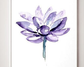 Lotus Art, Lotus flower Watercolor Painting, purple wall art, Art Print, Buddhism Painting, Flower art, Meditation room art, spiritual art