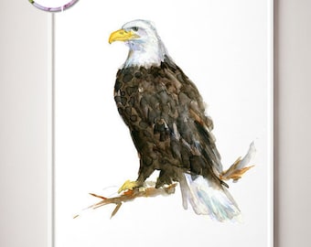 Bald eagle Art - Print - Bald eagle Painting - Home Decor - Wall Art American Animal Painting - Bald eagle watercolor - aquarelle