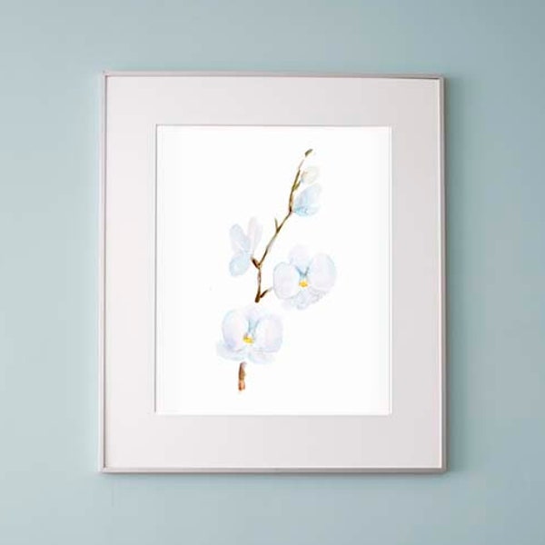 Orchid Art - white orchid Watercolor - Print - orchids Painting white Decor - Wall Art - white flowerl Painting orchid illustration