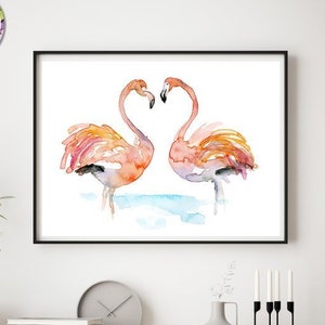 Fliegende Flamingos Flamingo Print Aquarell Malerei Giclee Etsy
