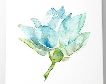 Saumon Rose Lotus Fleur De Lotus Aquarelle Giclée Etsy
