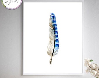 Blue Jay Feather Art Etsy