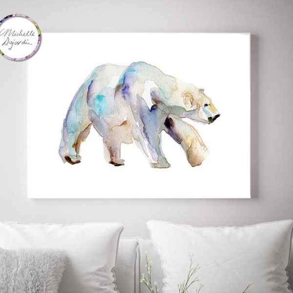 Ice bear Art, polar bear Watercolor painting, Fine Art print, arctic animal, Zen art, Polar bear illustration, nursery ice bear print