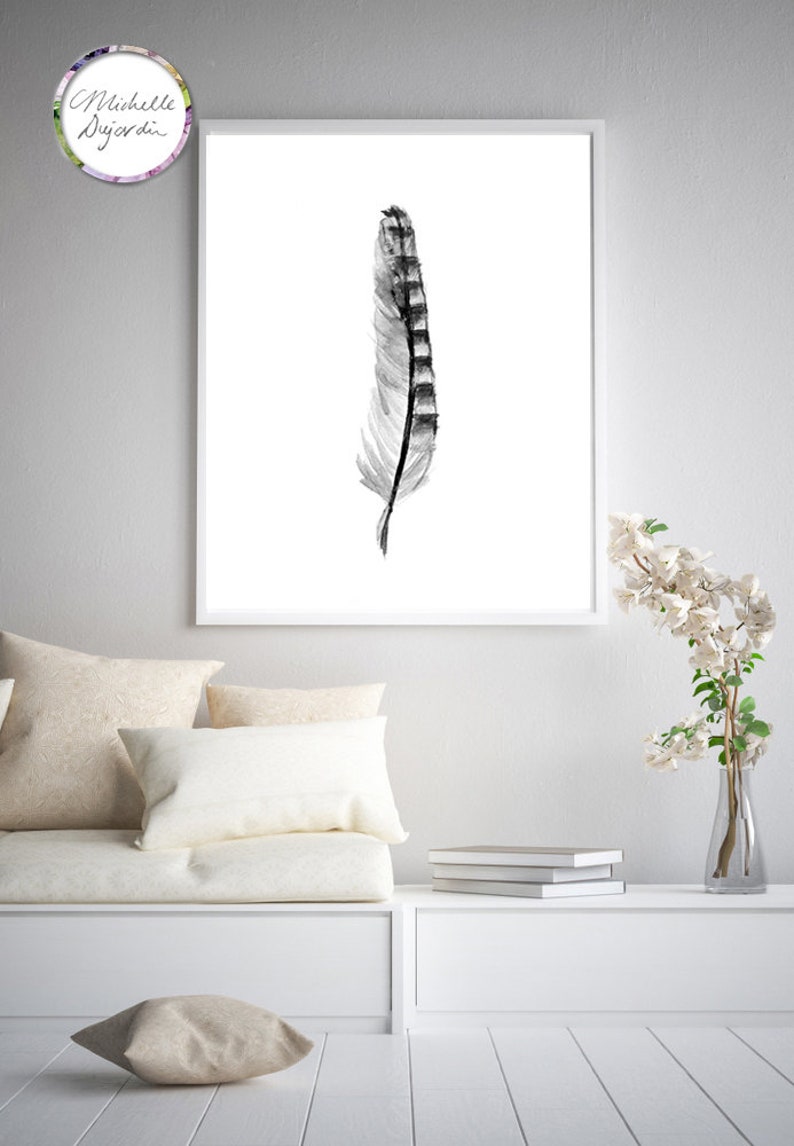 Jay Feather Art Blue Jay Feather Striped Blue Feather Wall Etsy UK