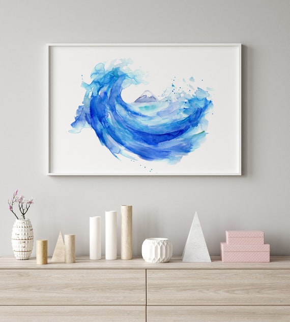 富士山 水彩画／風景画／インテリアアート 絵画 富士山 インテリア 絵 (歓びの空へ/Lサイズ) 額入り 玄関 風水