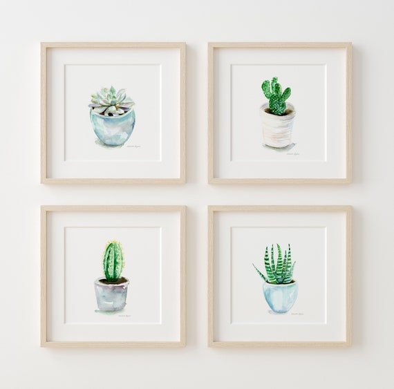 Succulent Art Prints, Set of 4, Cactus Watercolor Painting - Etsy