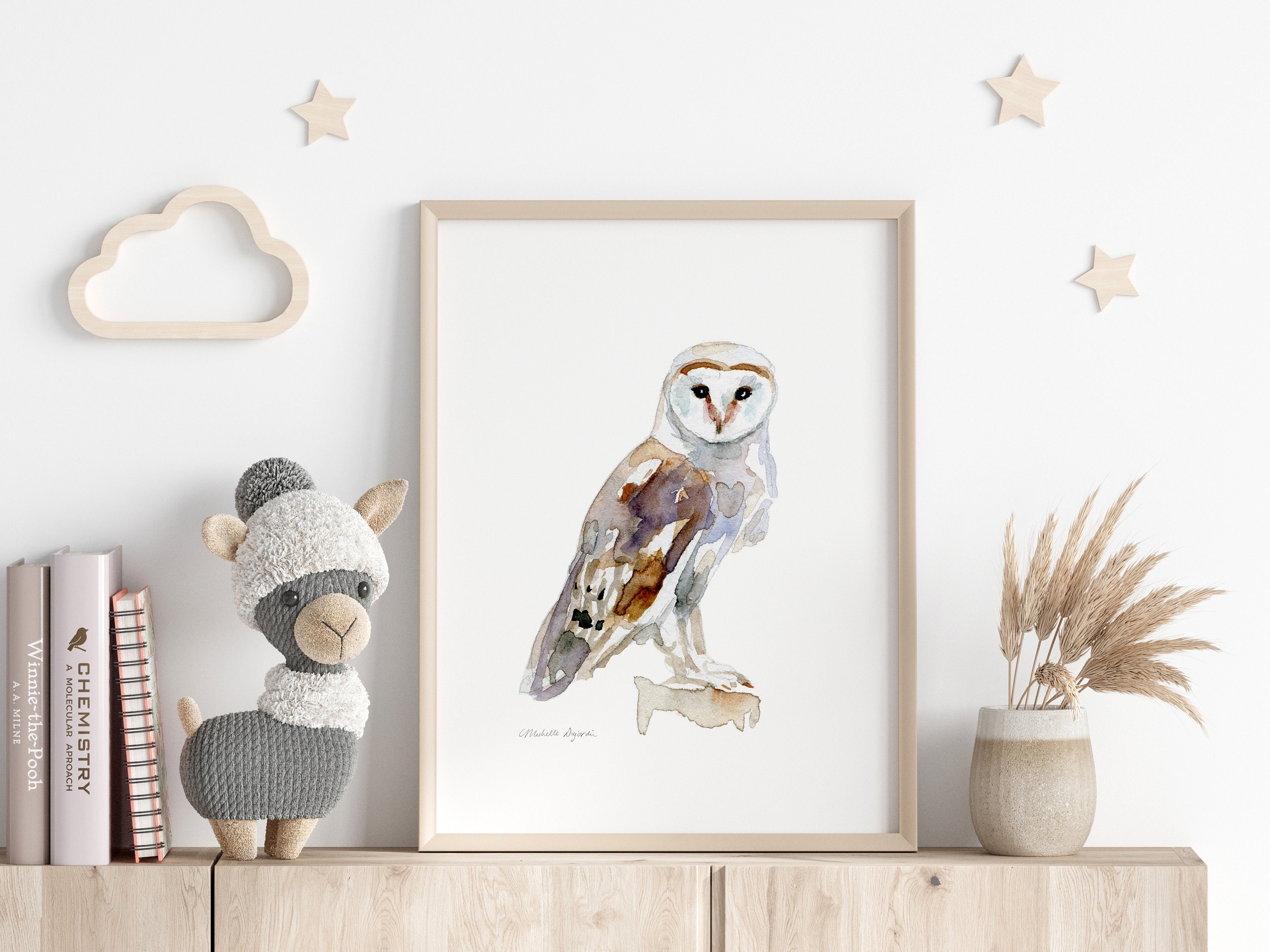 Barn Owl Watercolor Art Print: Minimalist Bird of Prey Wall Decor - Etsy
