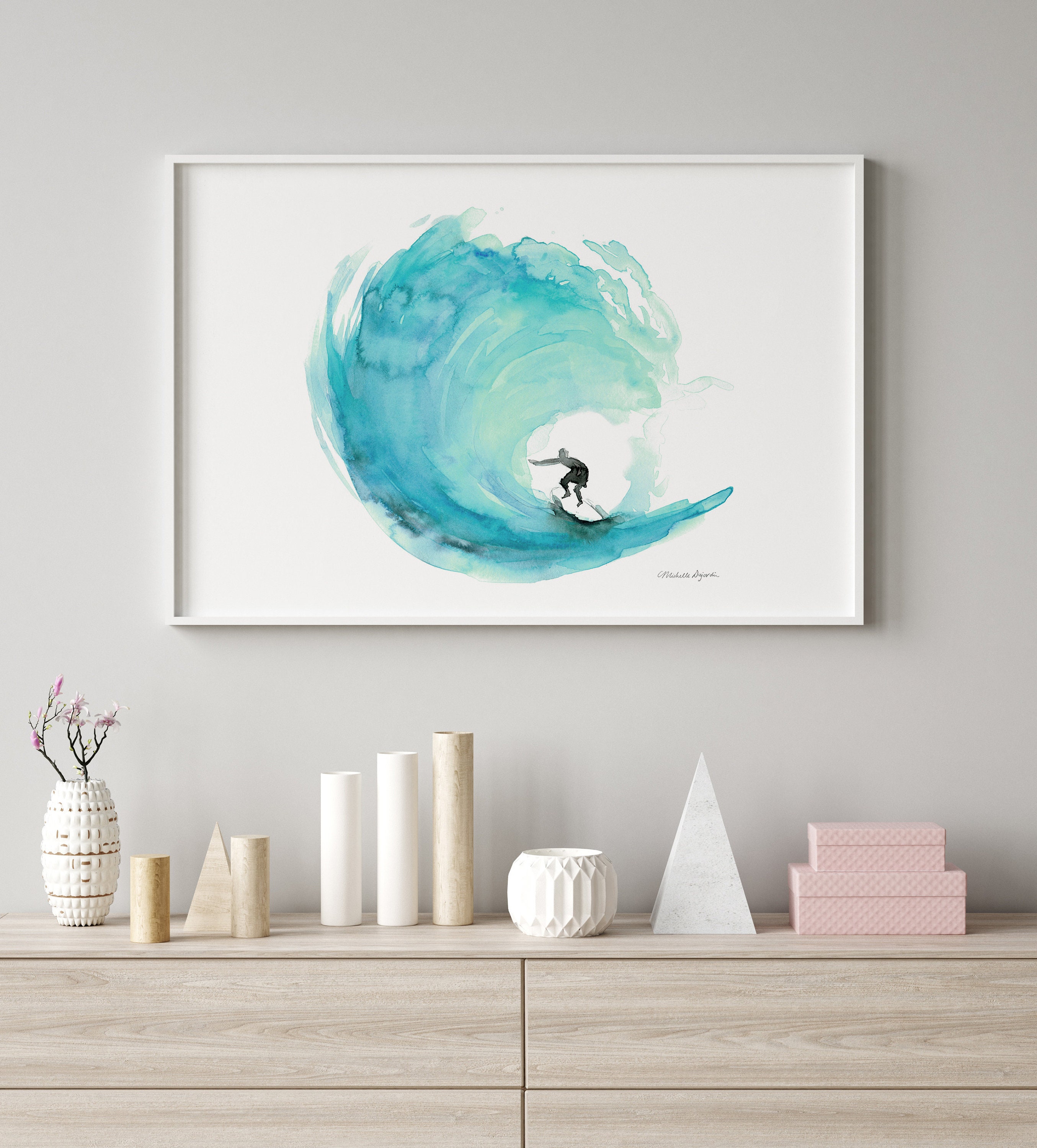 サーフアート 波 水彩画 サーフィン プリント サーファーへの