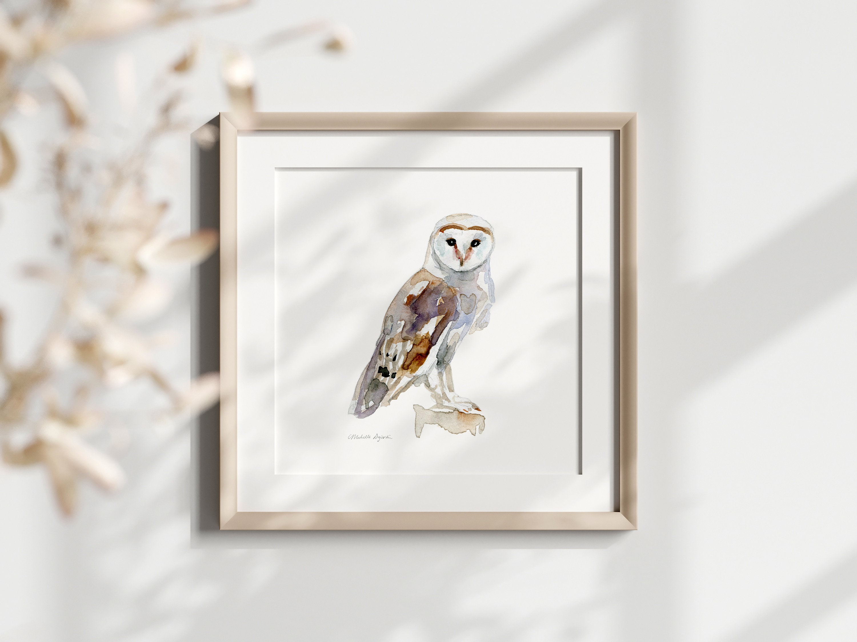 Barn Owl Watercolor Art Print: Minimalist Bird of Prey Wall Decor - Etsy