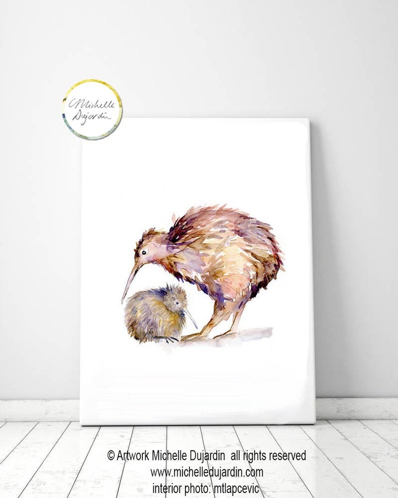 Baby Kiwi Bird Watercolor painting Giclee print New Zealand Etsy
