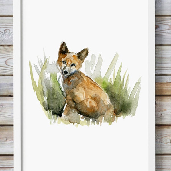 Fox Watercolor Painting - Giclee Art Print - Fox Aquarelle - Animal painting - Watercolour Painting - Home decor Wall Art