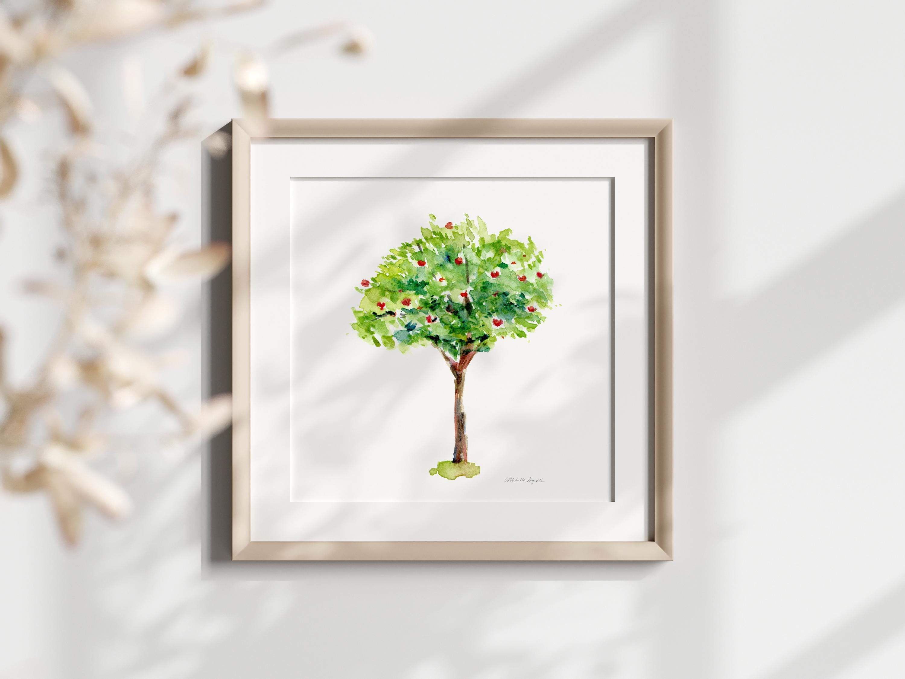 Apple Tree Watercolor Painting Art Print, Home Decor - Etsy
