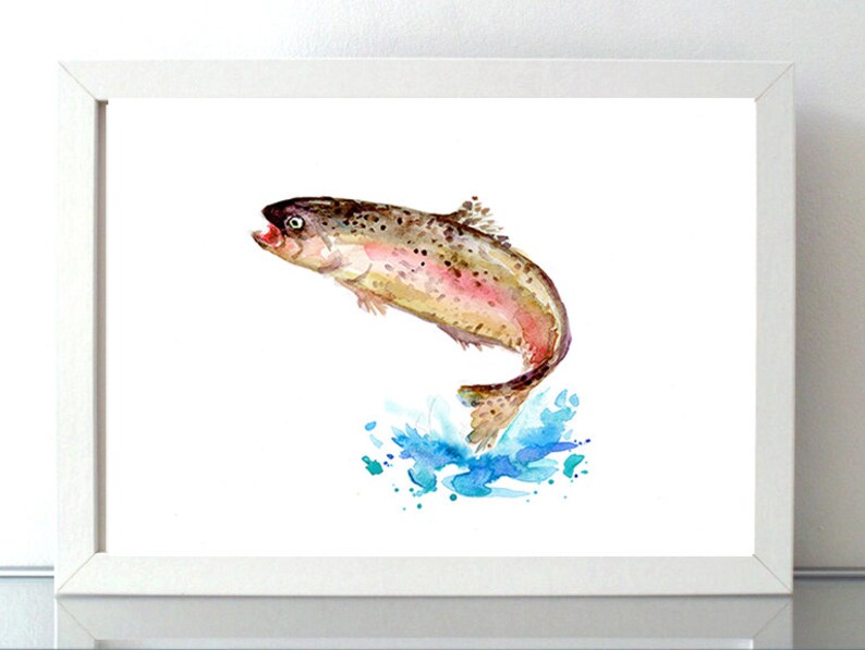 Rainbow Trout Art Trout Watercolor Painting Fine Art Print Etsy