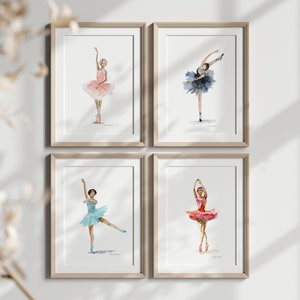 Ballet Art prints ballet dancer Paintings set of 4 prints girlsroom decoration Ballerinas wall art nursery baby girls room for ballet lovers