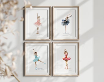 Ballet Art prints ballet dancer Paintings set of 4 prints girlsroom decoration Ballerinas wall art nursery baby girls room for ballet lovers